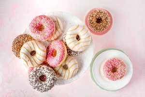 A plate of donuts
