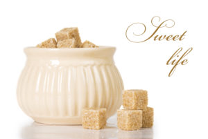 Bowl of sugar cubes titled Sweet Life