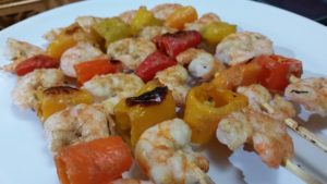 Shrimp and veggie skewer