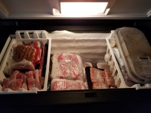 A deep freezer of meat